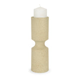 Akira Large Textured Beige Metal Pillar Candle Holder from Mercana - Luna Furniture