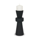 Odilia Large Smooth Matte Black Metal Geometric Pillar Candle Holder from Mercana - Luna Furniture
