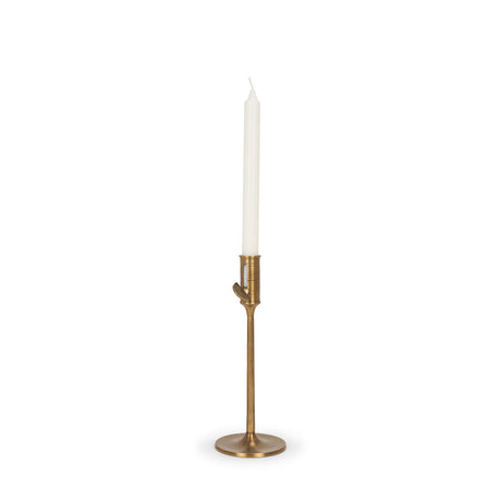 Chantria Small Solid Natural Brass Adjustable Taper Candle Holder from Mercana - Luna Furniture