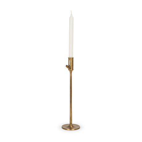Chantria Large Solid Natural Brass Adjustable Taper Candle Holder from Mercana - Luna Furniture