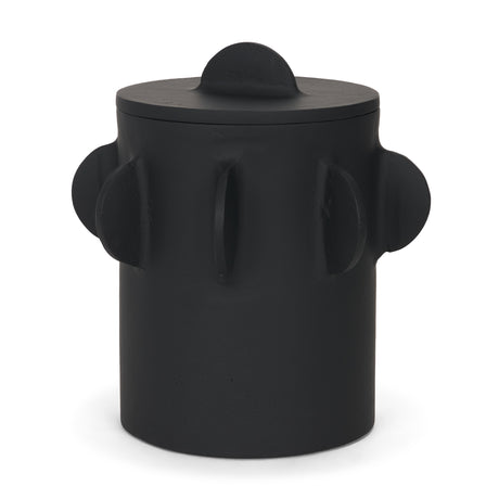Deacon Large Matte Black Metal Canister with Sculptural Handles from Mercana - Luna Furniture