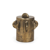 Deacon Small Antiqued Gold Metal Canister with Sculptural Handles from Mercana - Luna Furniture