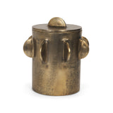 Deacon Large Antiqued Gold Metal Canister with Sculptural Handles from Mercana - Luna Furniture