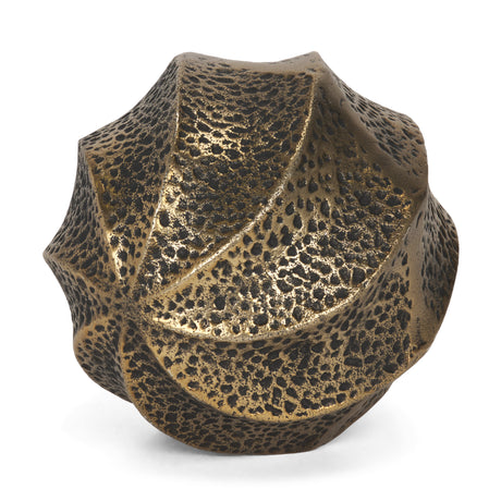 Imani Large Sculptural Textured Antiqued Gold Metal Decorative Orb Object from Mercana - Luna Furniture
