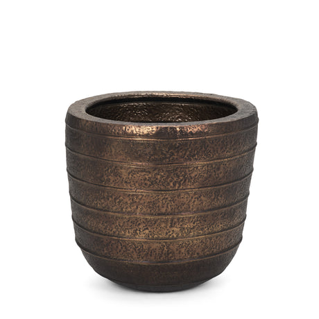 Aivana Large Antiqued Gold Metal Floor Vase from Mercana - Luna Furniture