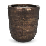 Aivana Extra Large Antiqued Gold Metal Floor Vase from Mercana - Luna Furniture