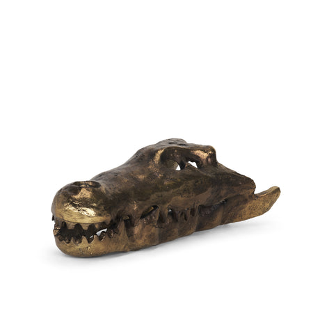 Alistair Antiqued Gold Cast Metal Decorative Skull Object from Mercana - Luna Furniture