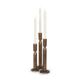 Declan Antiqued Brass Cast Metal Taper Candle Holder from Mercana - Luna Furniture