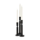 Declan Textured Matte Black Cast Metal Taper Candle Holder from Mercana - Luna Furniture