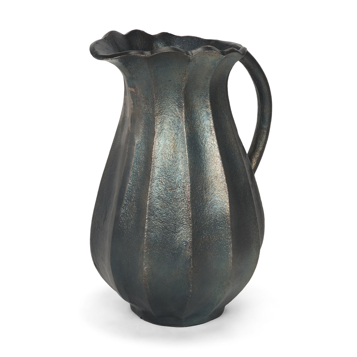 Anya Matte Black Scalloped Petal Cast Metal Jug from Mercana - Luna Furniture