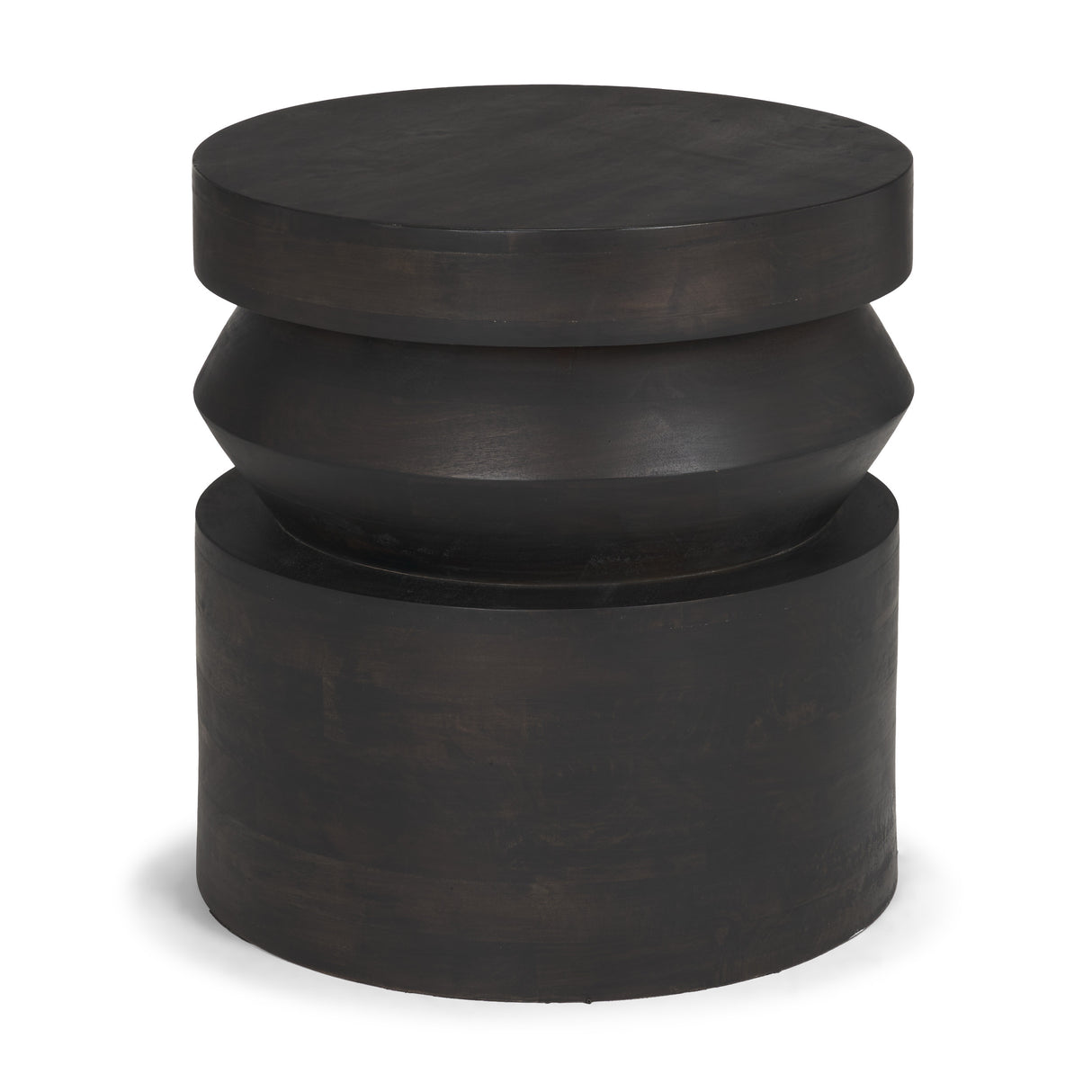 Rashama Dark Brown Wood Stacked Geometric Round Accent Table from Mercana - Luna Furniture