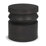 Rashama Dark Brown Wood Stacked Geometric Round Accent Table from Mercana - Luna Furniture