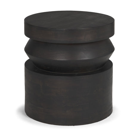 Rashama Dark Brown Wood Stacked Geometric Round Accent Table from Mercana - Luna Furniture