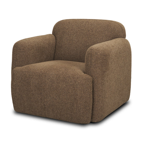 Saga Textured Brown Plush Fabric Upholstered Chair from Mercana - Luna Furniture