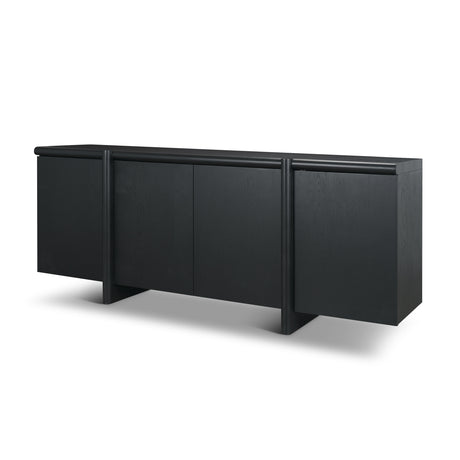 Rowan Black Oak Wood Closed 4 Door Sideboard from Mercana - Luna Furniture
