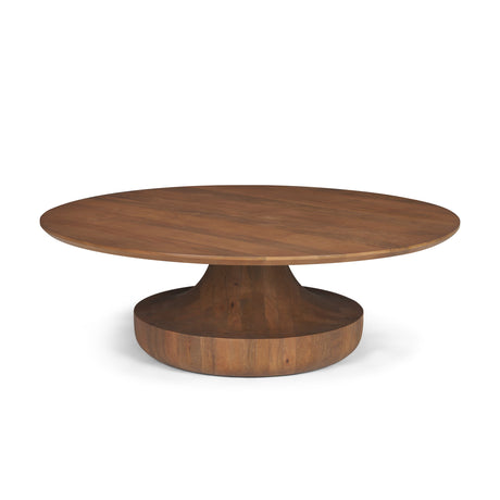 Arno Warm Mid-Brown Wood Sculptural Round Coffee Table from Mercana - Luna Furniture