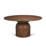 Atlas 60" Warm Mid-Brown Wood Stacked Pedestal Base Round Dining Table from Mercana - Luna Furniture