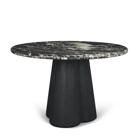 Marilyn 48" Black Forest Marble Black Wood Pedestal Round Dining Table from Mercana - Luna Furniture