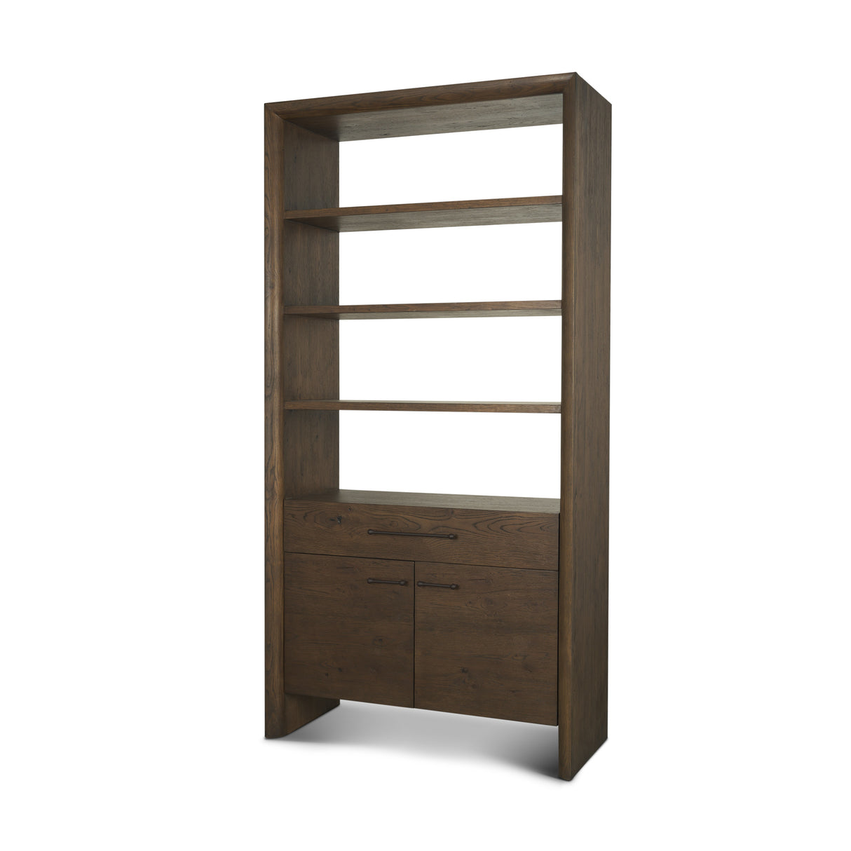 Belford 2-Door Open Dark Brown Oak Wood Shelving Unit from Mercana - Luna Furniture