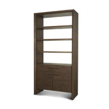 Belford 2-Door Open Dark Brown Oak Wood Shelving Unit from Mercana - Luna Furniture