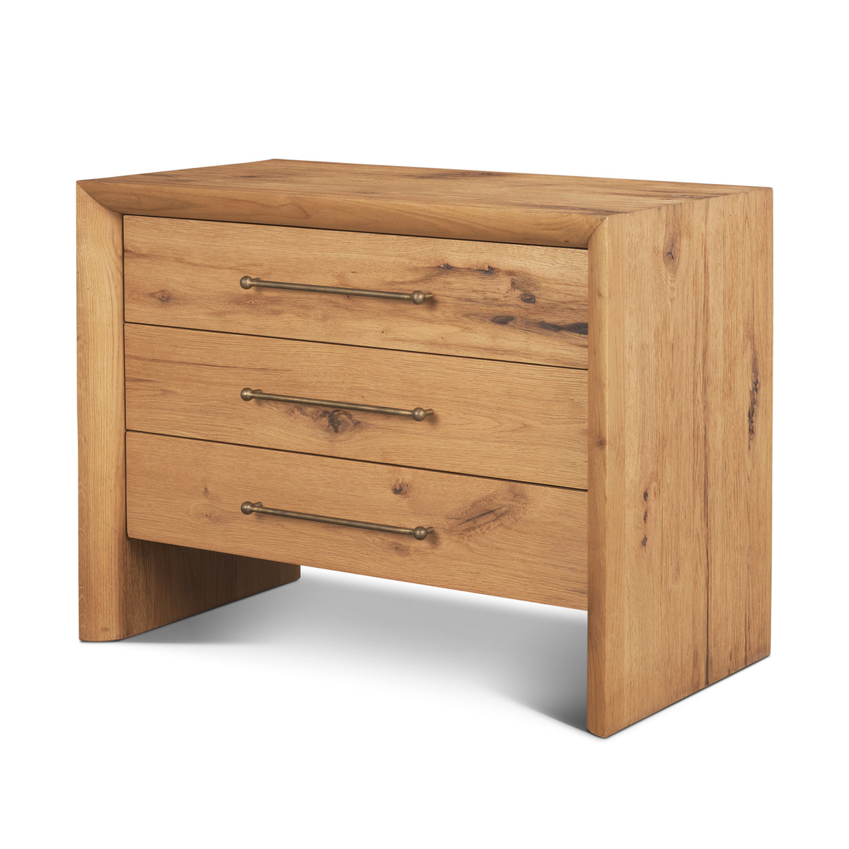 Belford 3-Drawer Light Brown Oak Wood Closed Nightstand from Mercana - Luna Furniture