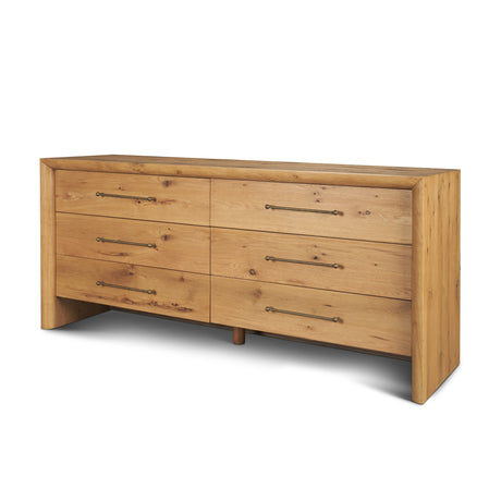 Belford 6-Drawer Light Brown Oak Wood Dresser from Mercana - Luna Furniture