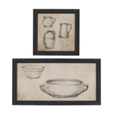 Vintage Tableware Sketch (Set of 2) by Mercana Studio Hand Embelished Textured Framed Canvas Matted from Mercana - Luna Furniture