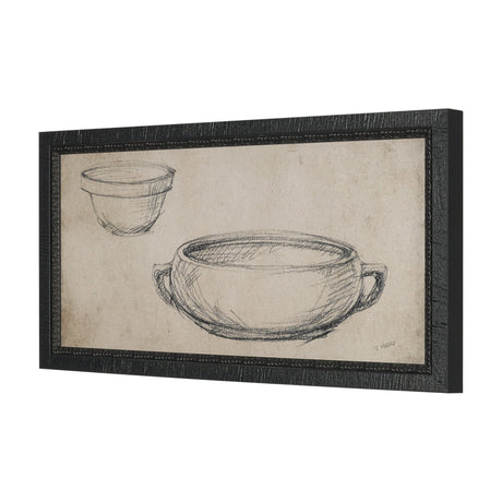 Vintage Tableware Sketch (Set of 2) by Mercana Studio Hand Embelished Textured Framed Canvas Matted from Mercana - Luna Furniture
