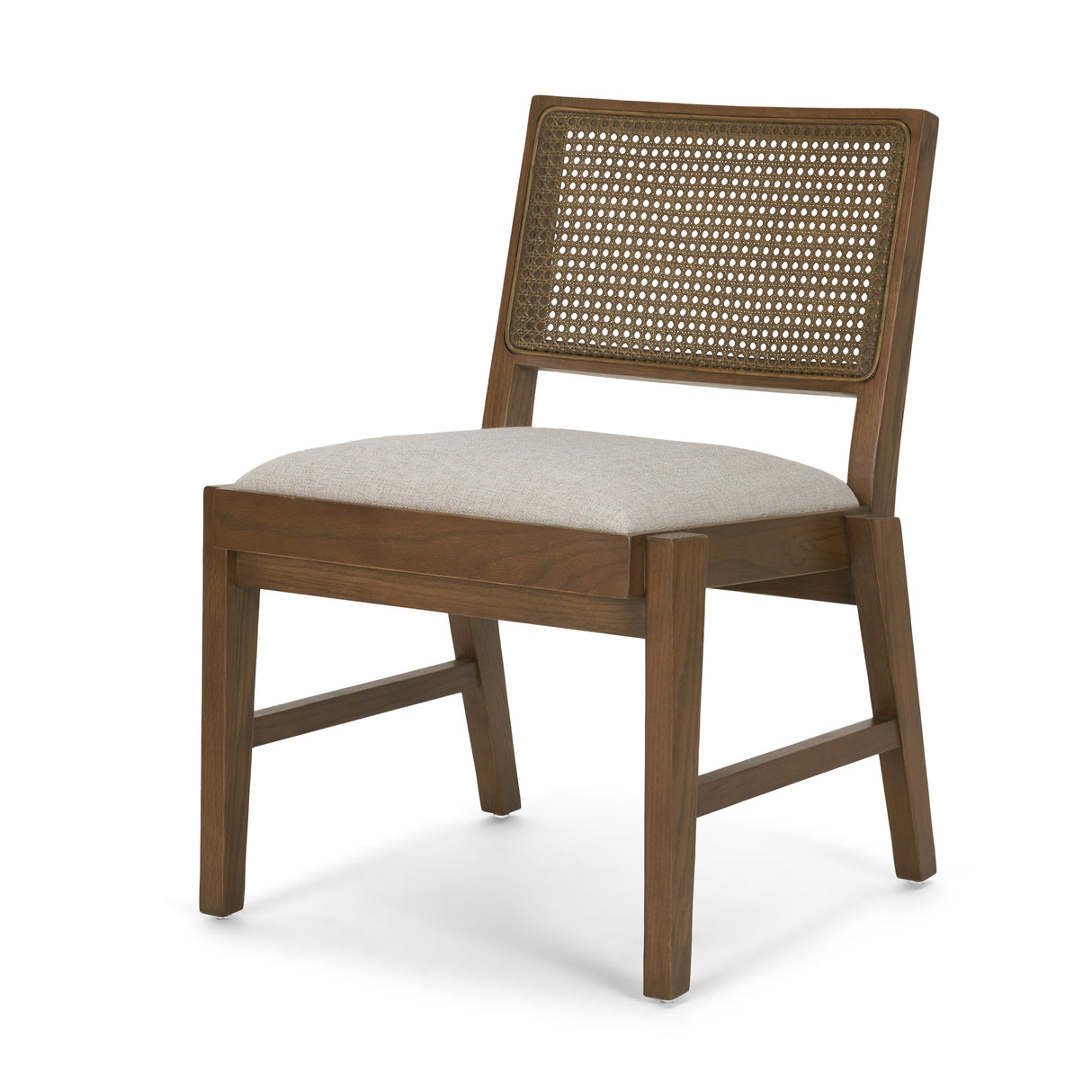 Reid Framed Brown Cane Cream Fabric Dining Chair, Set of 2 from Mercana - Luna Furniture