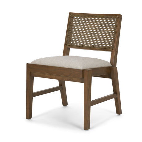 Reid Framed Brown Cane Cream Fabric Dining Chair, Set of 2 from Mercana - Luna Furniture