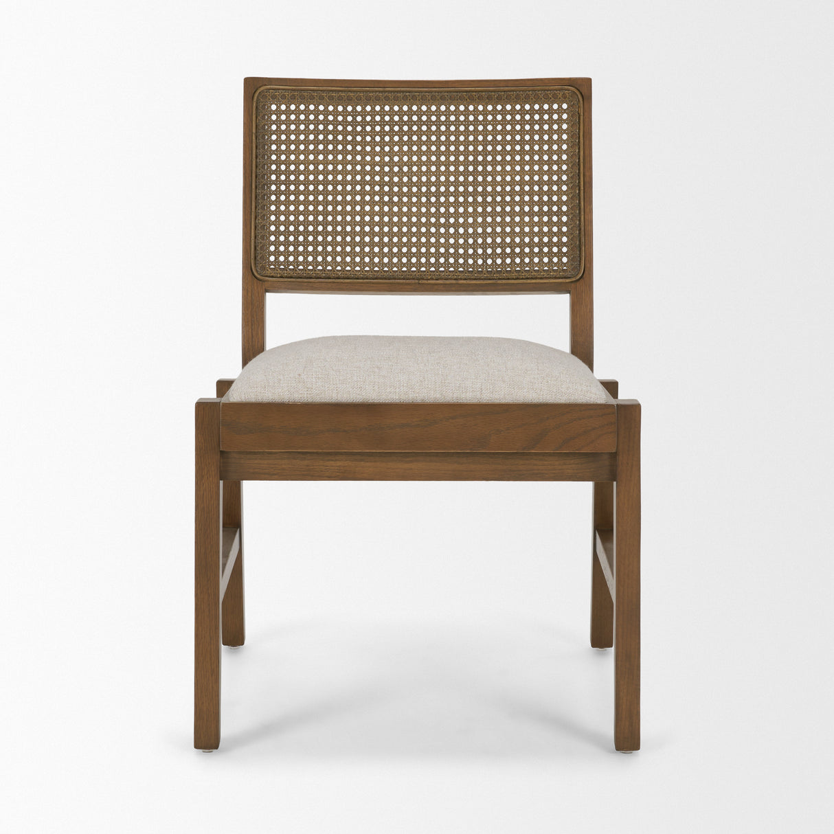Reid Framed Brown Cane Cream Fabric Dining Chair, Set of 2 from Mercana - Luna Furniture