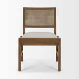 Reid Framed Brown Cane Cream Fabric Dining Chair, Set of 2 from Mercana - Luna Furniture