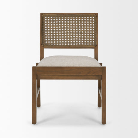 Reid Framed Brown Cane Cream Fabric Dining Chair, Set of 2 from Mercana - Luna Furniture