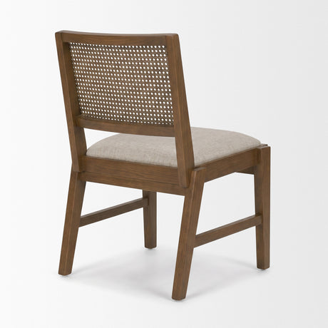 Reid Framed Brown Cane Cream Fabric Dining Chair, Set of 2 from Mercana - Luna Furniture