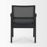Reid Framed Black Cane Black Fabric Dining Armchair from Mercana - Luna Furniture