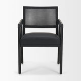 Reid Framed Black Cane Black Fabric Dining Armchair from Mercana - Luna Furniture