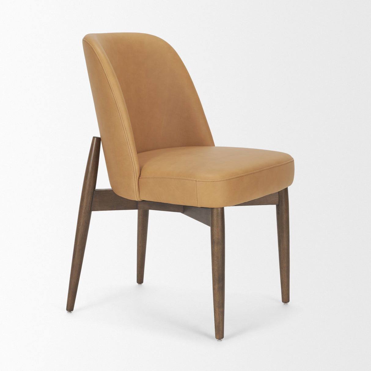 Abbie Slope Curved Back Tan Leather Dining Side Chair, Set of 2 from Mercana - Luna Furniture