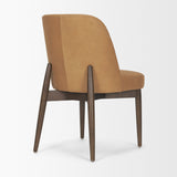 Abbie Slope Curved Back Tan Leather Dining Side Chair, Set of 2 from Mercana - Luna Furniture