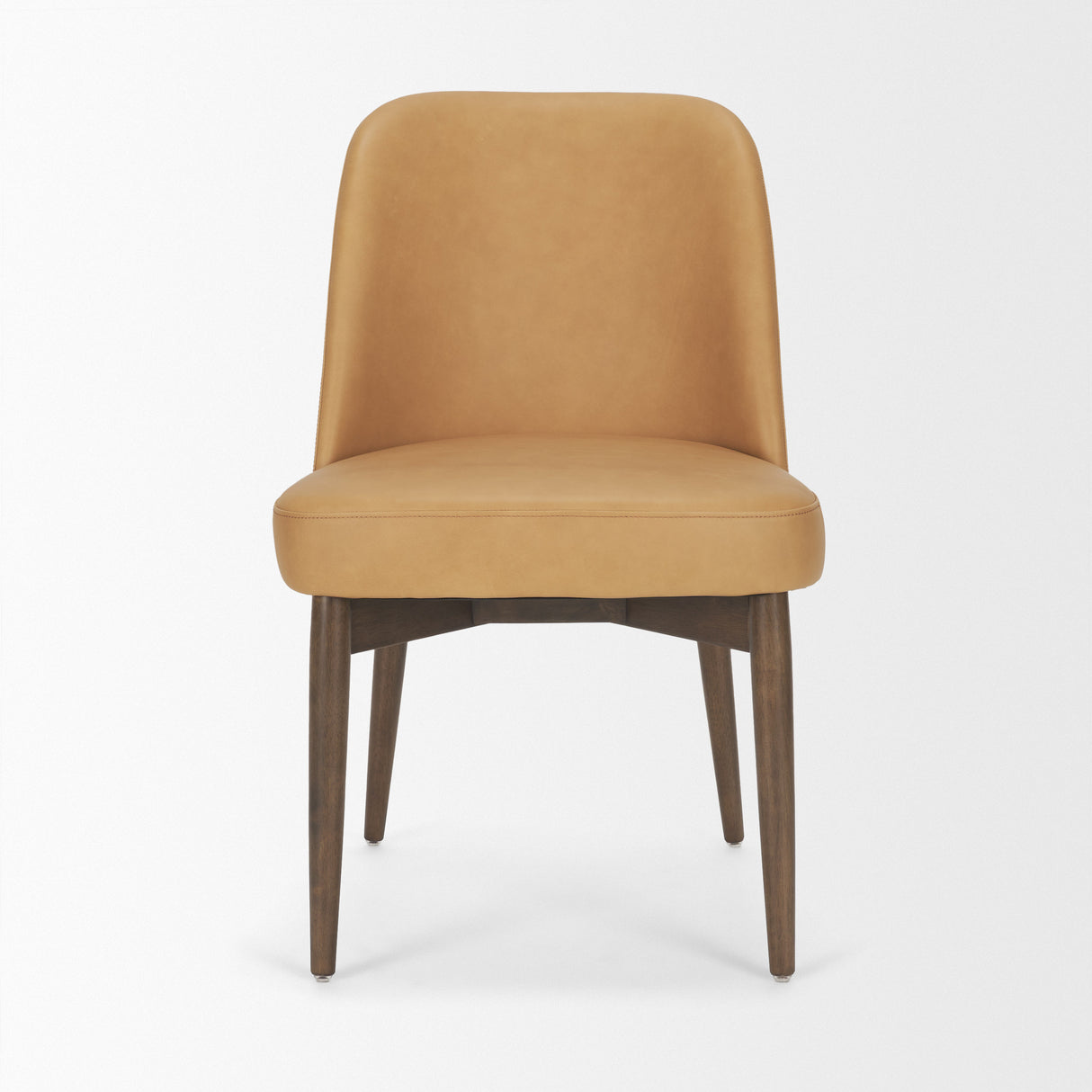 Abbie Slope Curved Back Tan Leather Dining Side Chair, Set of 2 from Mercana - Luna Furniture