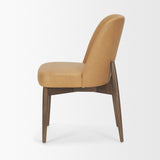 Abbie Slope Curved Back Tan Leather Dining Side Chair, Set of 2 from Mercana - Luna Furniture