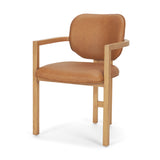 Carlisle Curved Back Tan Leather Tripod Frame Dining Armchair from Mercana - Luna Furniture