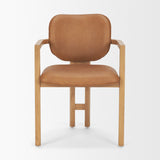 Carlisle Curved Back Tan Leather Tripod Frame Dining Armchair from Mercana - Luna Furniture