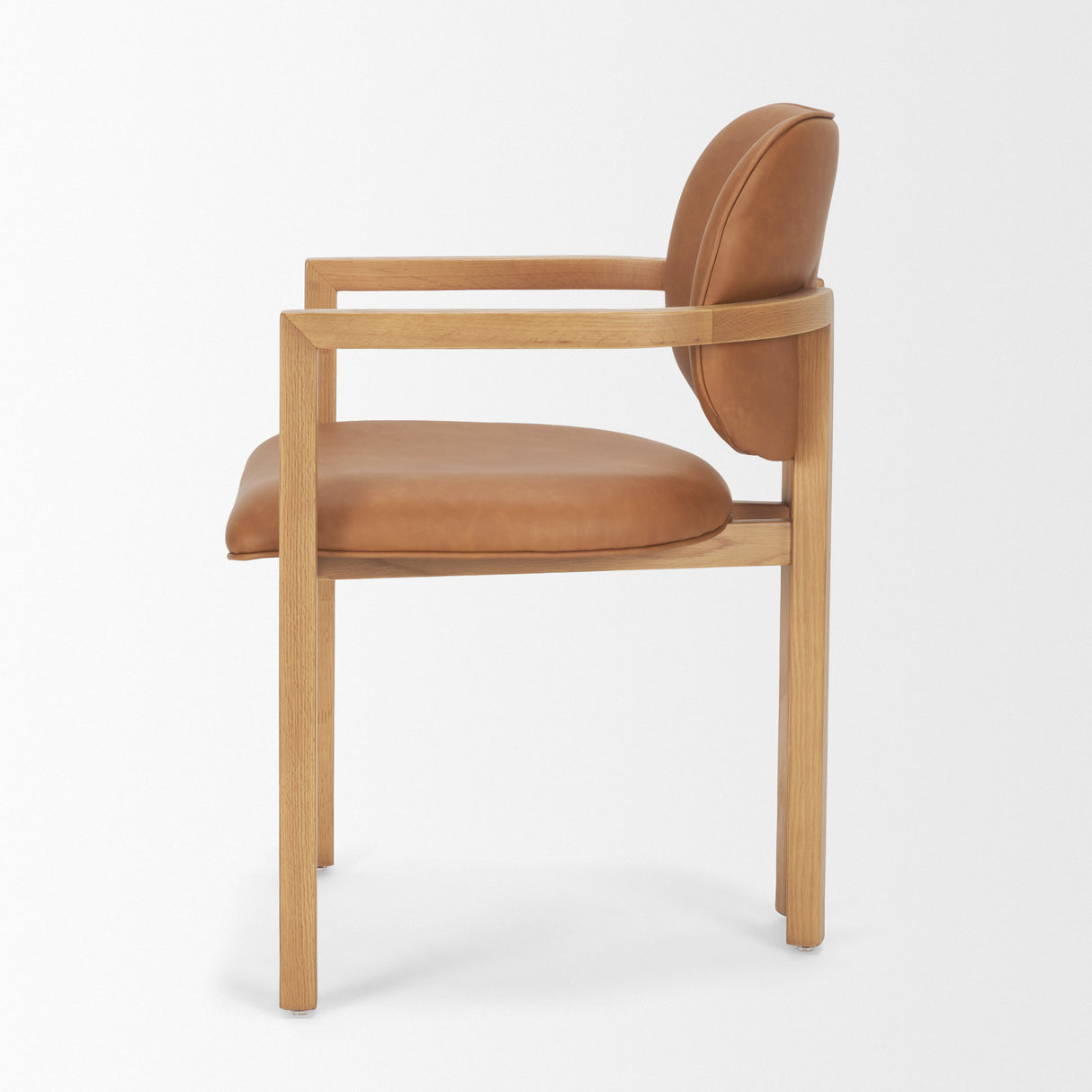 Carlisle Curved Back Tan Leather Tripod Frame Dining Armchair from Mercana - Luna Furniture