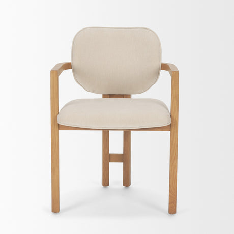 Carlisle Curved Back Cream Chenille Tripod Frame Dining Armchair from Mercana - Luna Furniture