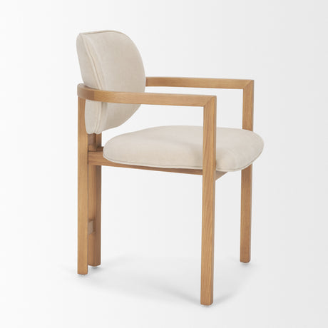 Carlisle Curved Back Cream Chenille Tripod Frame Dining Armchair from Mercana - Luna Furniture