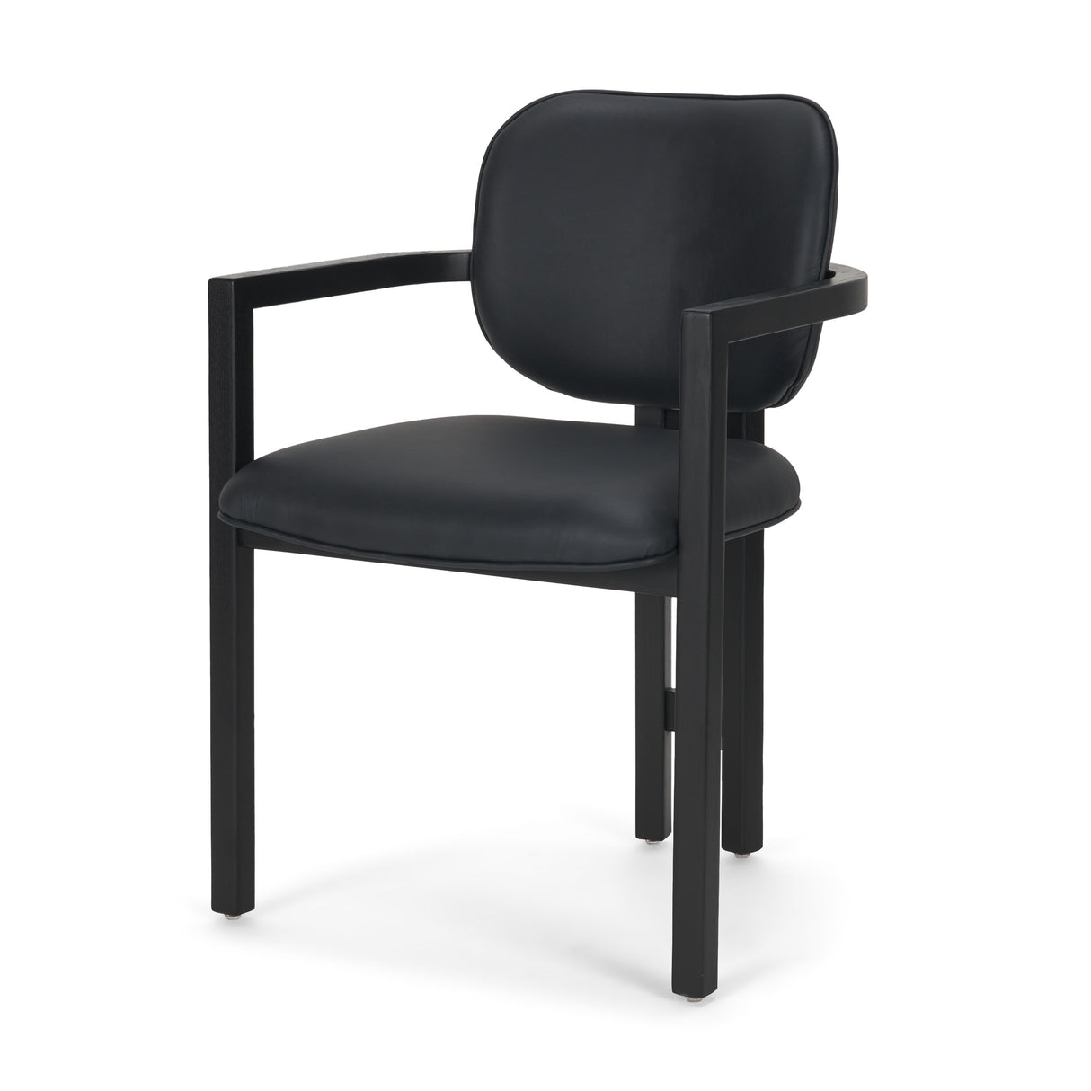 Carlisle Curved Back Black Leather Tripod Frame Dining Armchair from Mercana - Luna Furniture
