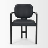 Carlisle Curved Back Black Leather Tripod Frame Dining Armchair from Mercana - Luna Furniture