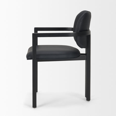 Carlisle Curved Back Black Leather Tripod Frame Dining Armchair from Mercana - Luna Furniture