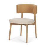 Motley Curved Open Back Cream Fabric and Tan Leather Dining Chair, Set of 2 from Mercana - Luna Furniture