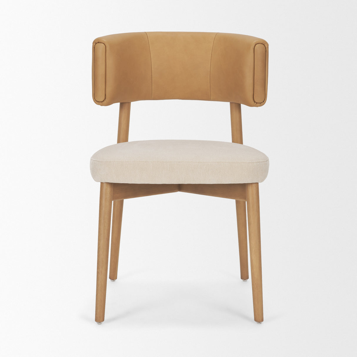 Motley Curved Open Back Cream Fabric and Tan Leather Dining Chair, Set of 2 from Mercana - Luna Furniture
